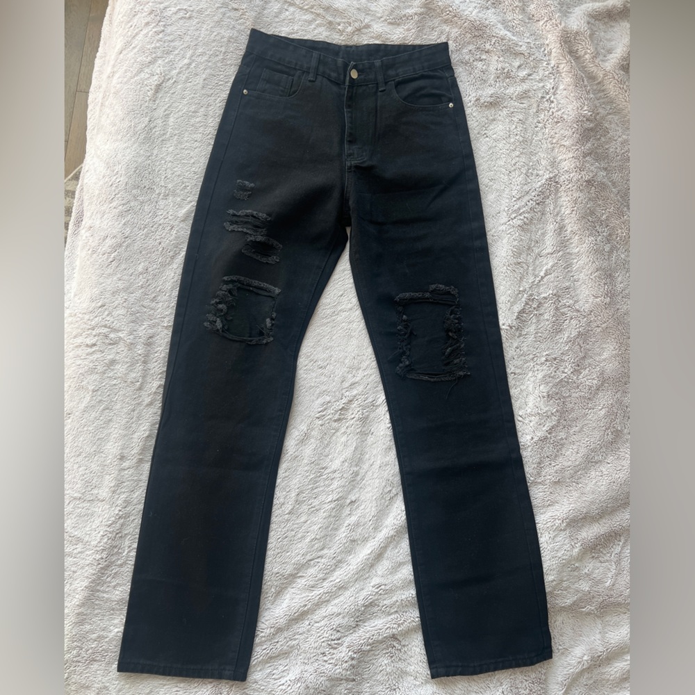 Black Denim Ripped Jeans